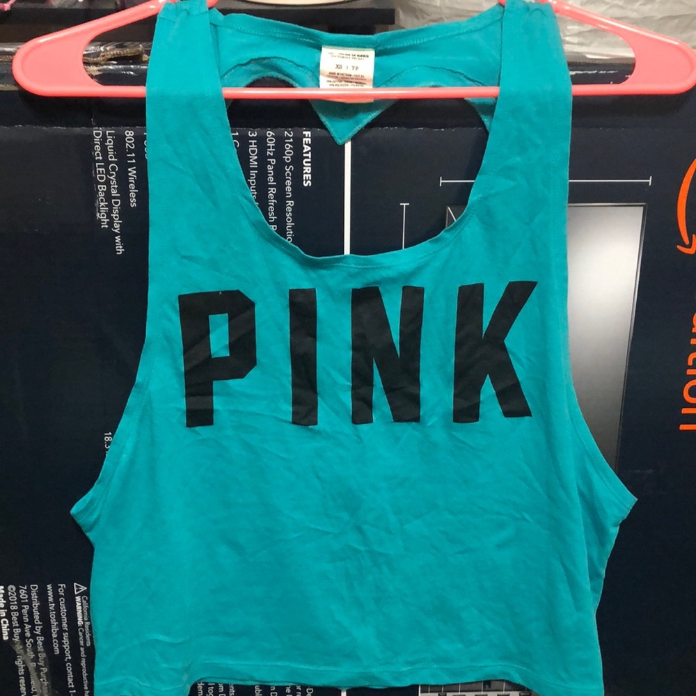 PINK muscle tank with heart cut out